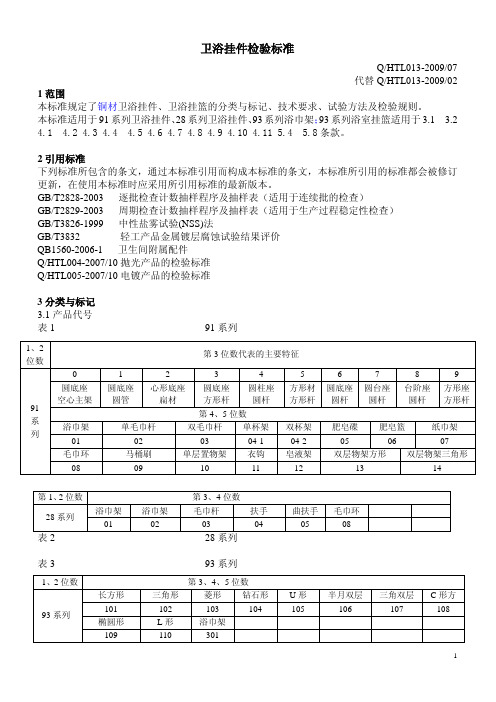 卫浴挂件检验标准