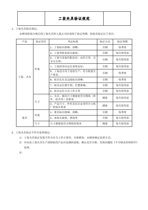 工装夹具验证规范