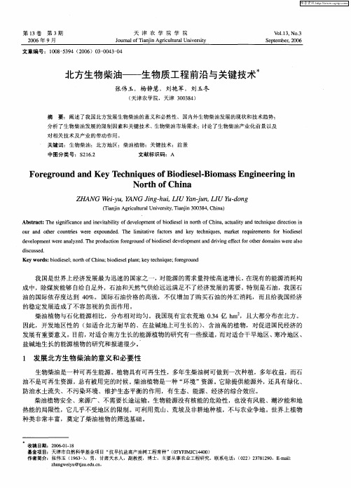 北方生物柴油——生物质工程前沿与关键技术