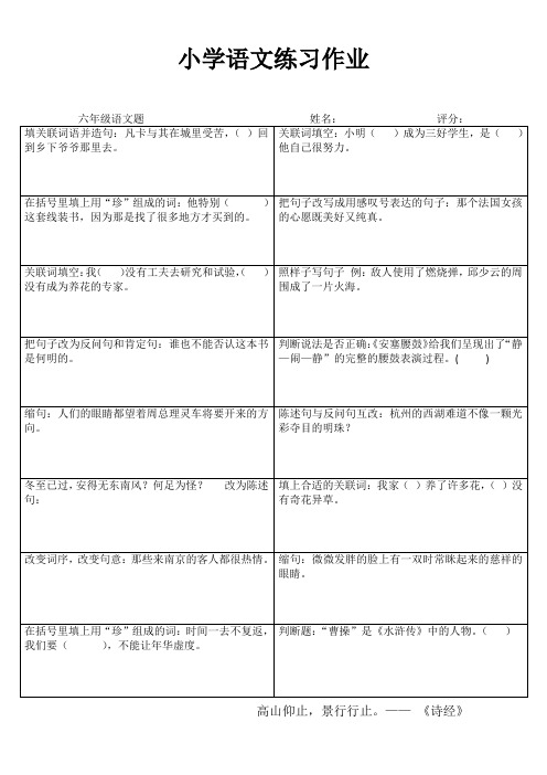 小学六年级语文自学自评III (49)