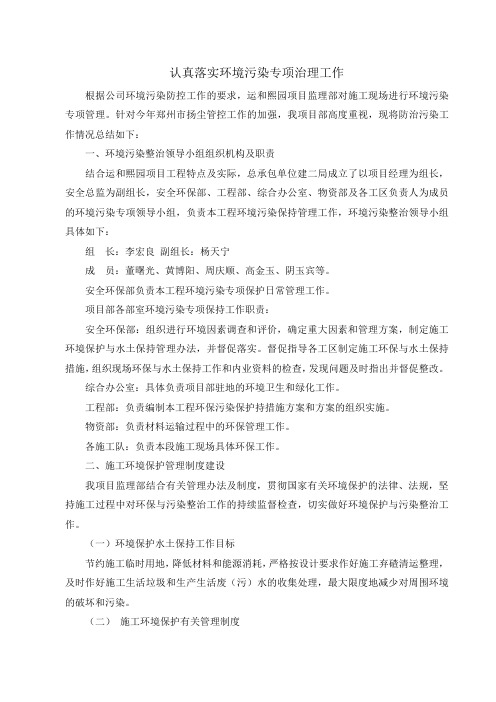 认真落实环境污染专项治理工作扬尘新闻稿