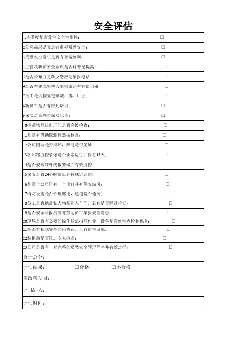 反恐安全评估表格