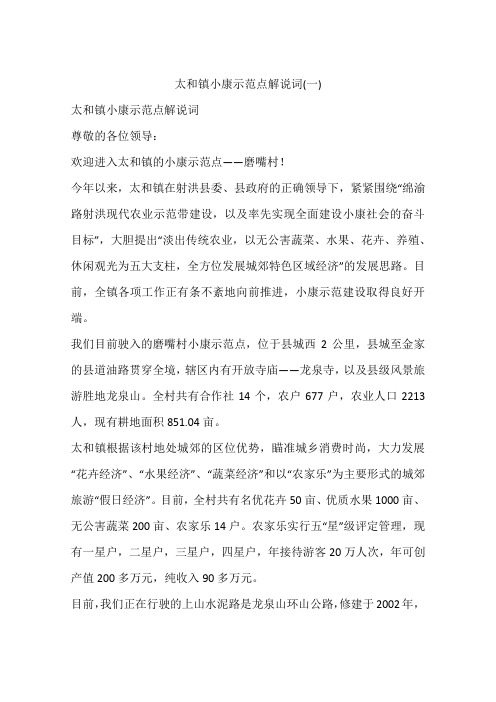 太和镇小康示范点解说词(一)