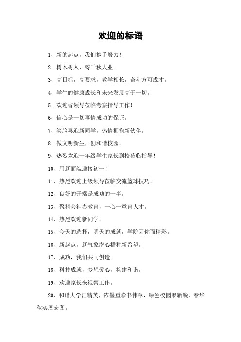 欢迎的标语