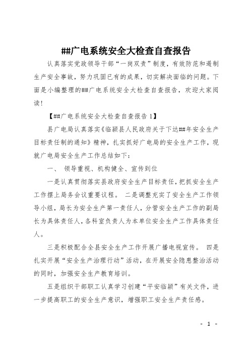 ##广电系统安全大检查自查报告