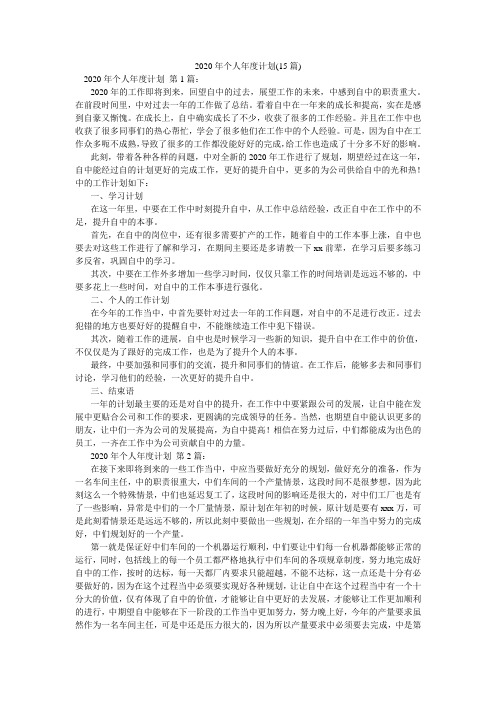 2020年个人年度计划(15篇)