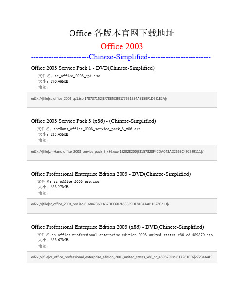 Office各版本下载官方地址