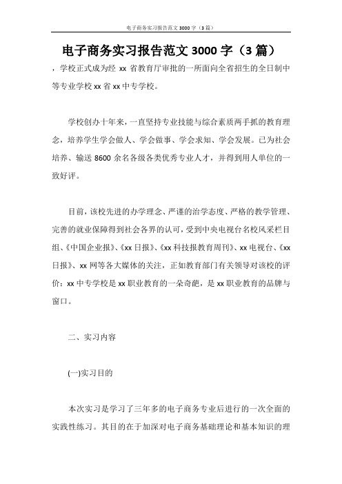 实习报告 电子商务实习报告范文3000字(3篇)