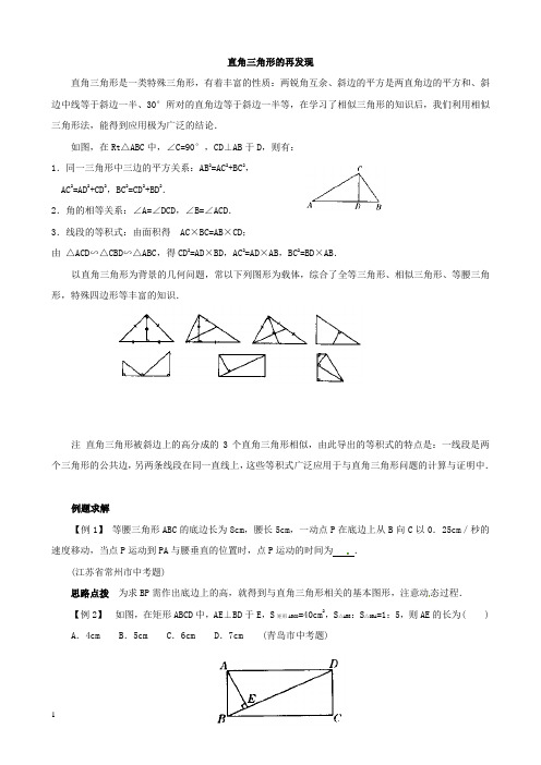 初中奥数讲义_直角三角形的再发现附答案