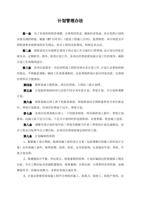 BT项目计划管理办法