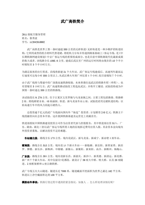 武广高铁简介(蔡秀波)