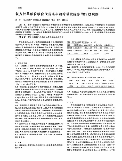 复方甘草酸苷联合伐昔洛韦治疗带状疱疹的疗效观察