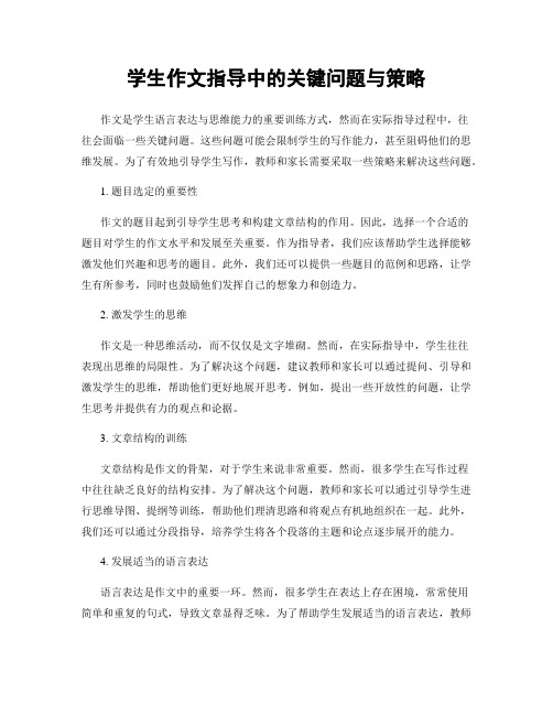 学生作文指导中的关键问题与策略