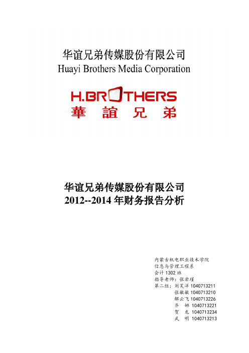 华谊兄弟财务报表分析终极版