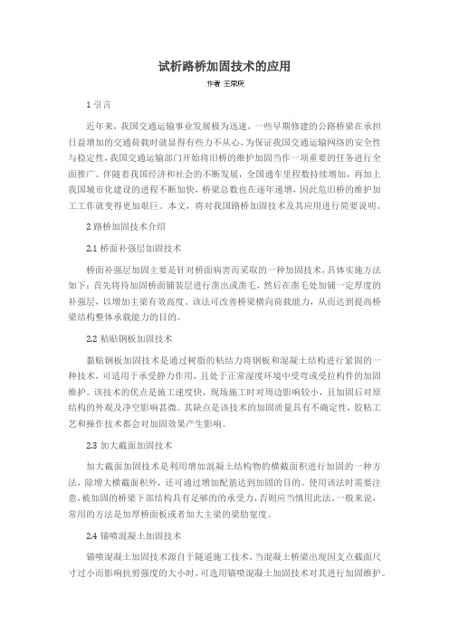 试析路桥加固技术的应用