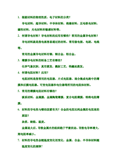 【《电子材料》复习纲要】