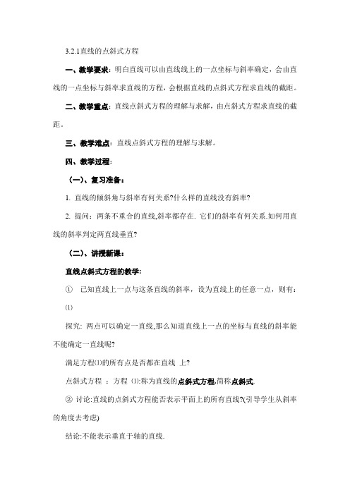 直线方程的点斜式