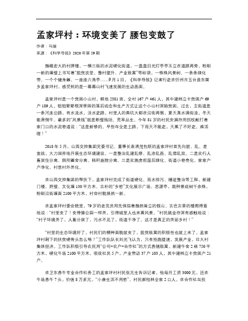 孟家坪村：环境变美了 腰包变鼓了