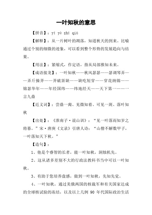 一叶知秋的意思