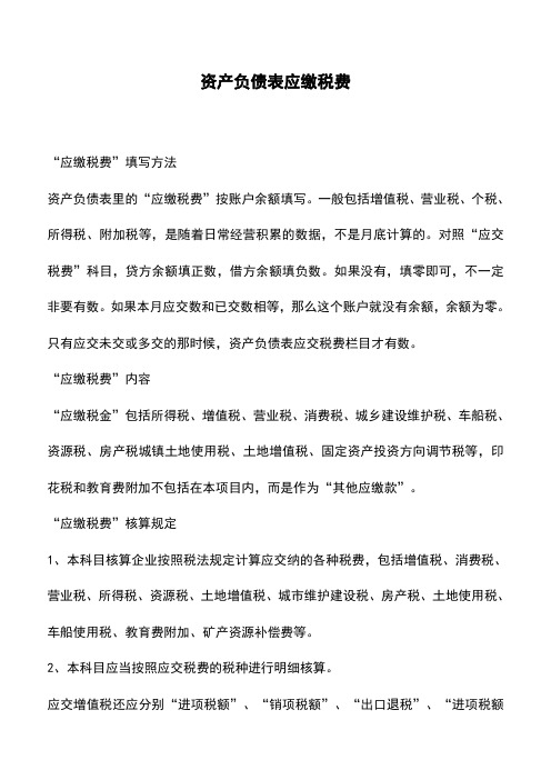 资产负债表应缴税费(老会计经验)