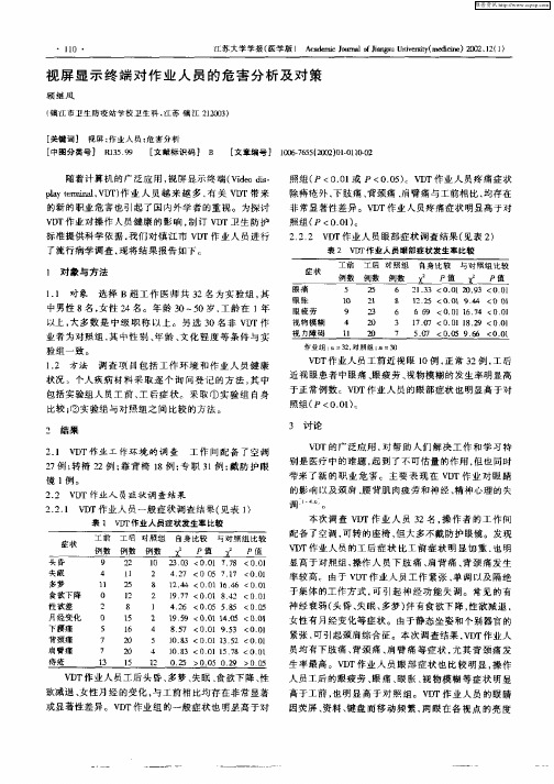 视屏显示终端对作业人员的危害分析及对策