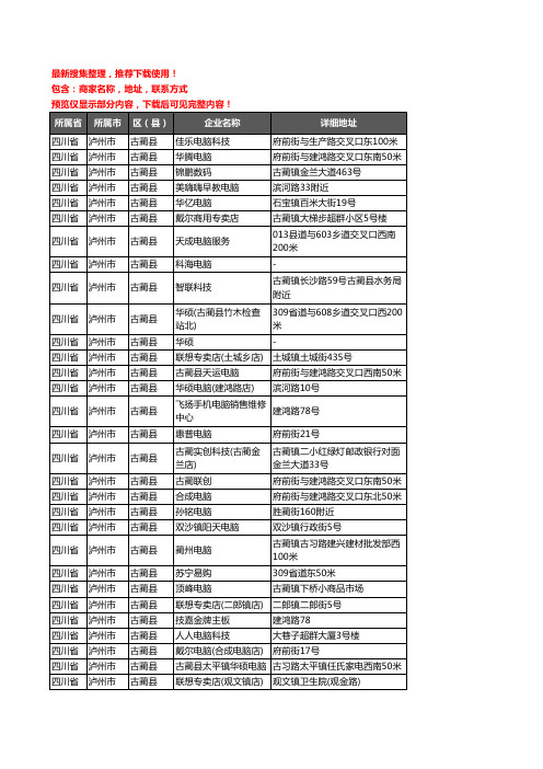 新版四川省泸州市古蔺县电脑企业公司商家户名录单联系方式地址大全32家