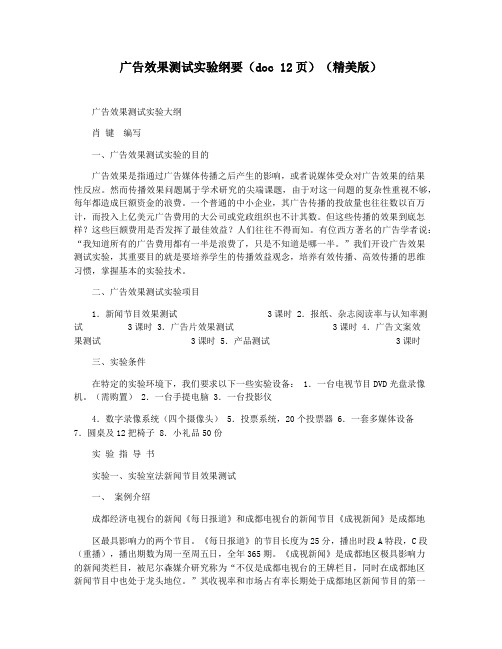 广告效果测试实验纲要(doc 12页)(精美版)