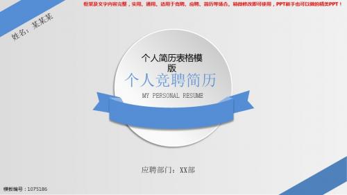 2018年度个人简历表格模版【易修改ppt】
