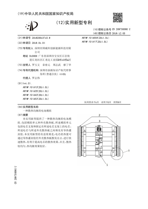 【CN209730098U】一种散热均衡的电池模组【专利】