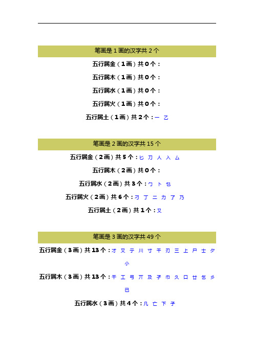 康熙字典~繁体字笔画五行1~30