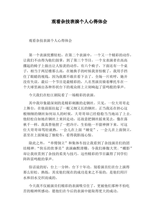 观看杂技表演个人心得体会