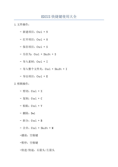 EDIUS快捷键使用大全