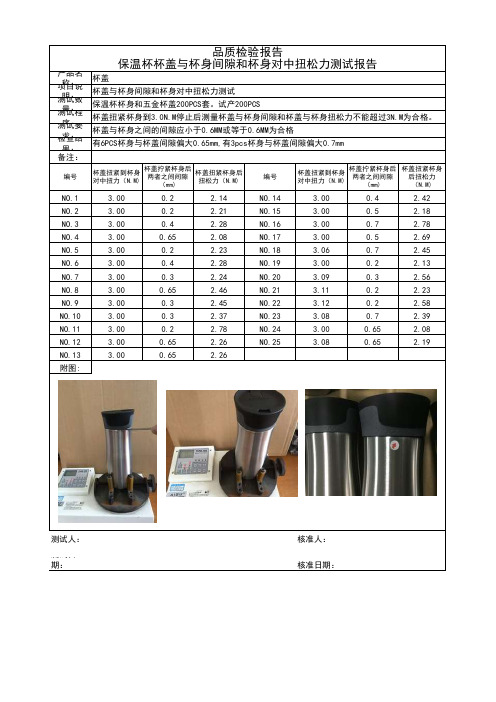 保温行业试产(间隙+高温)测试报告样板