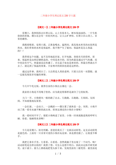 二年级小学生周记范文250字八篇