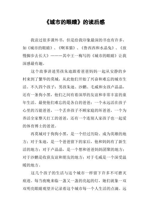 《城市的眼睛》的读后感[工作范文]