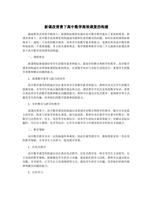 新课改背景下高中数学高效课堂的构建