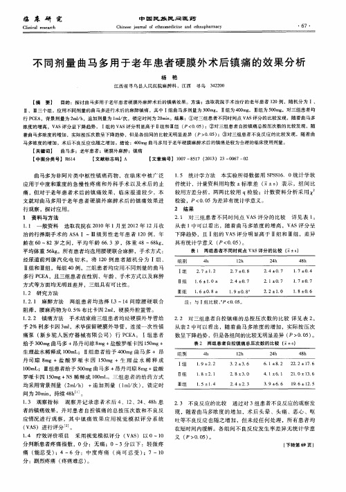 不同剂量曲马多用于老年患者硬膜外术后镇痛的效果分析
