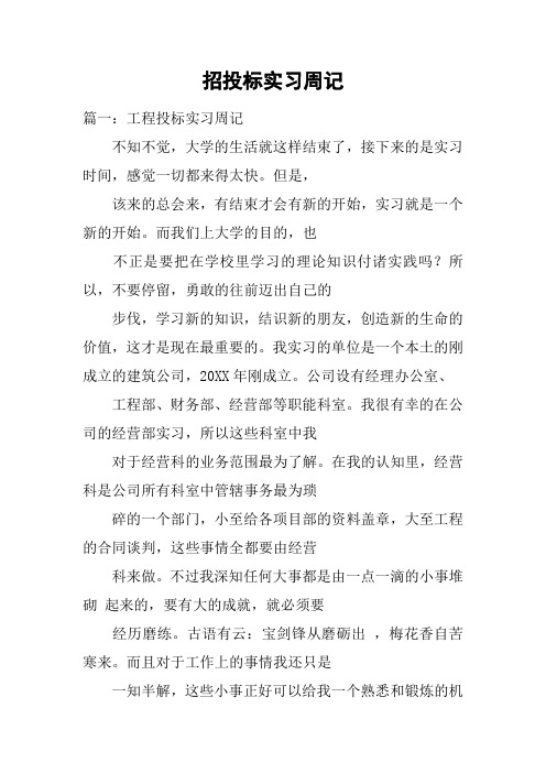 招投标实习周记