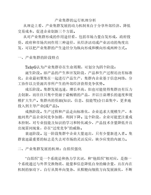 产业集群的运行机理分析