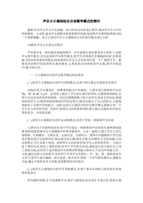 声乐大小课相结合分层教学模式的探讨