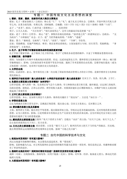 人民版历史必修三基础知识整理