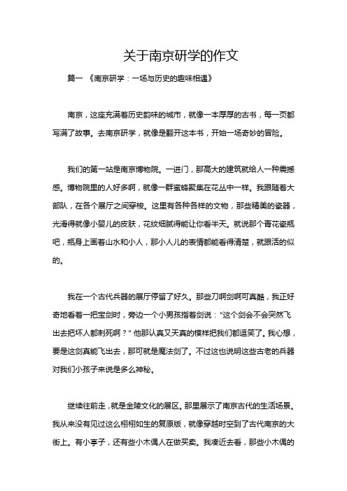 关于南京研学的作文