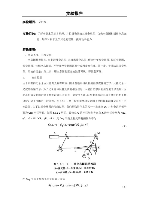 大学物理实验---三维全息光栅