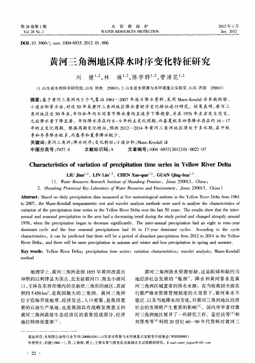 黄河三角洲地区降水时序变化特征研究