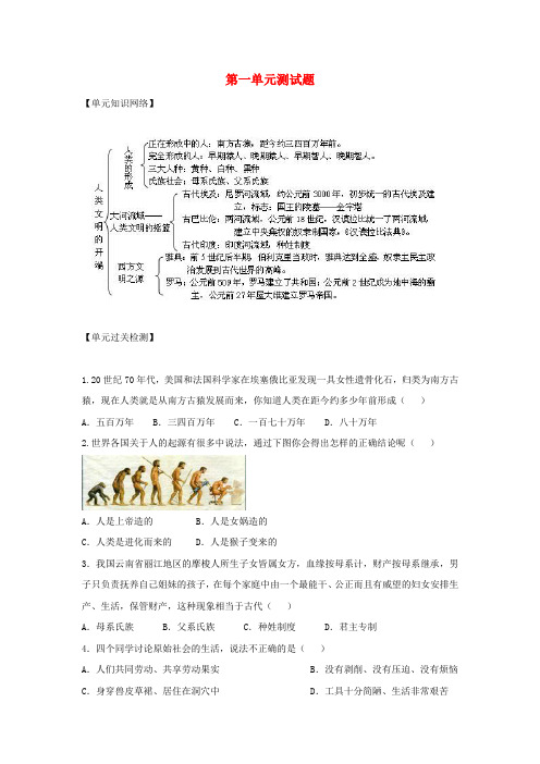 九年级历史上册 第1单元 人类文明的开端测试题(C卷) 新人教版