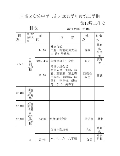 青浦区实验中学(东)2013学年度第二学期