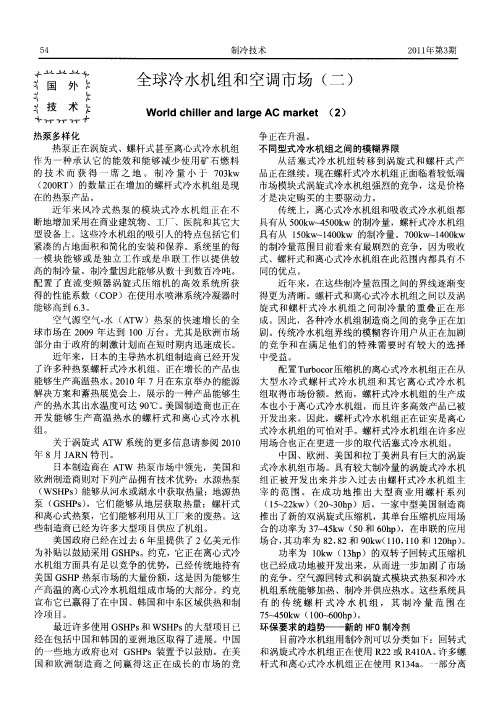全球冷水机组和空调市场(二)