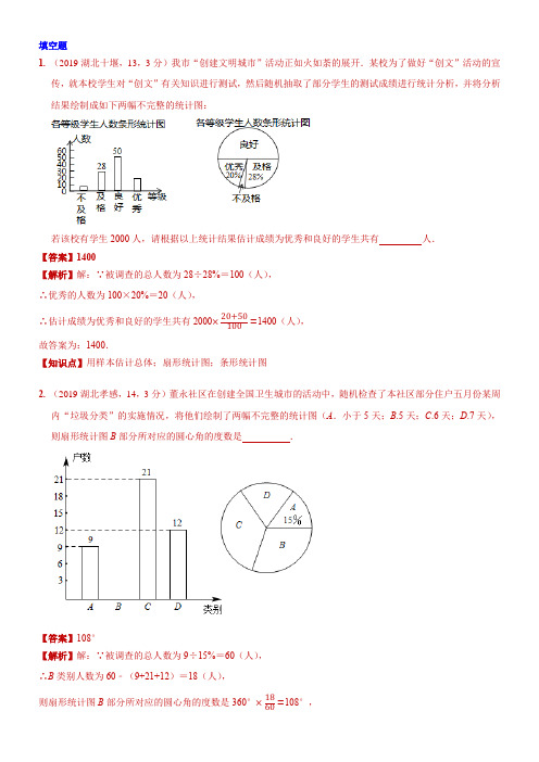 2019中考数学分类汇编汇总  知识点41  统计图表(第二期)  解析版
