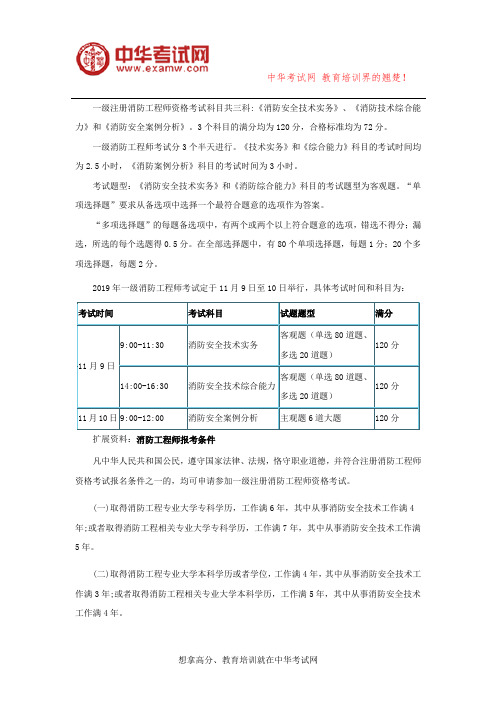 一级注册消防工程师每科总分多少