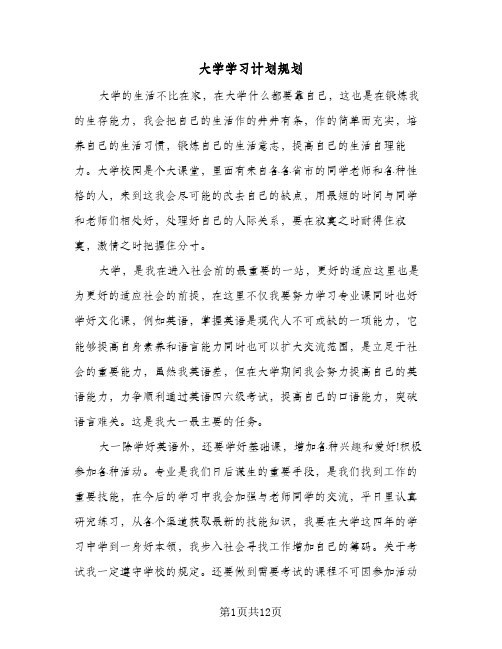 大学学习计划规划(七篇)